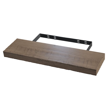 10 X 36 Rustic Hand Scraped Floating Shelf, Walnut